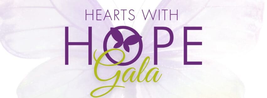 Hearts with Hope Gala logo on floral background